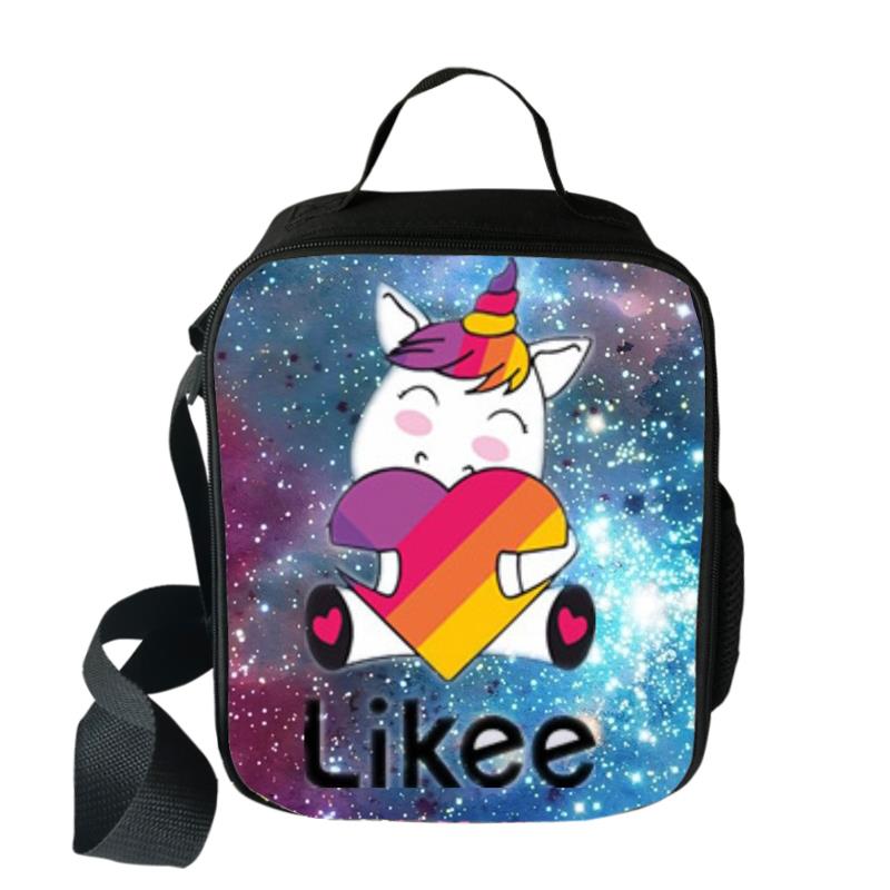 Likee Video App Cooler Lunch Bag Cartoon Girls Portable Thermal Food Picnic Bags for School Kids Boys Lunch Box Tote: 007