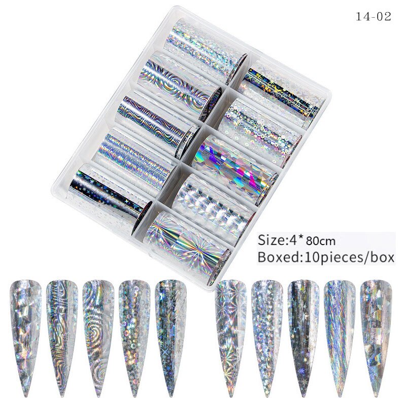 Snakeskin Marble Sticker Set Gold and silver Nail Foils Transfer Wraps Nail Art Decoration Star transfer paper 10Rolls/Bottle: 14-02