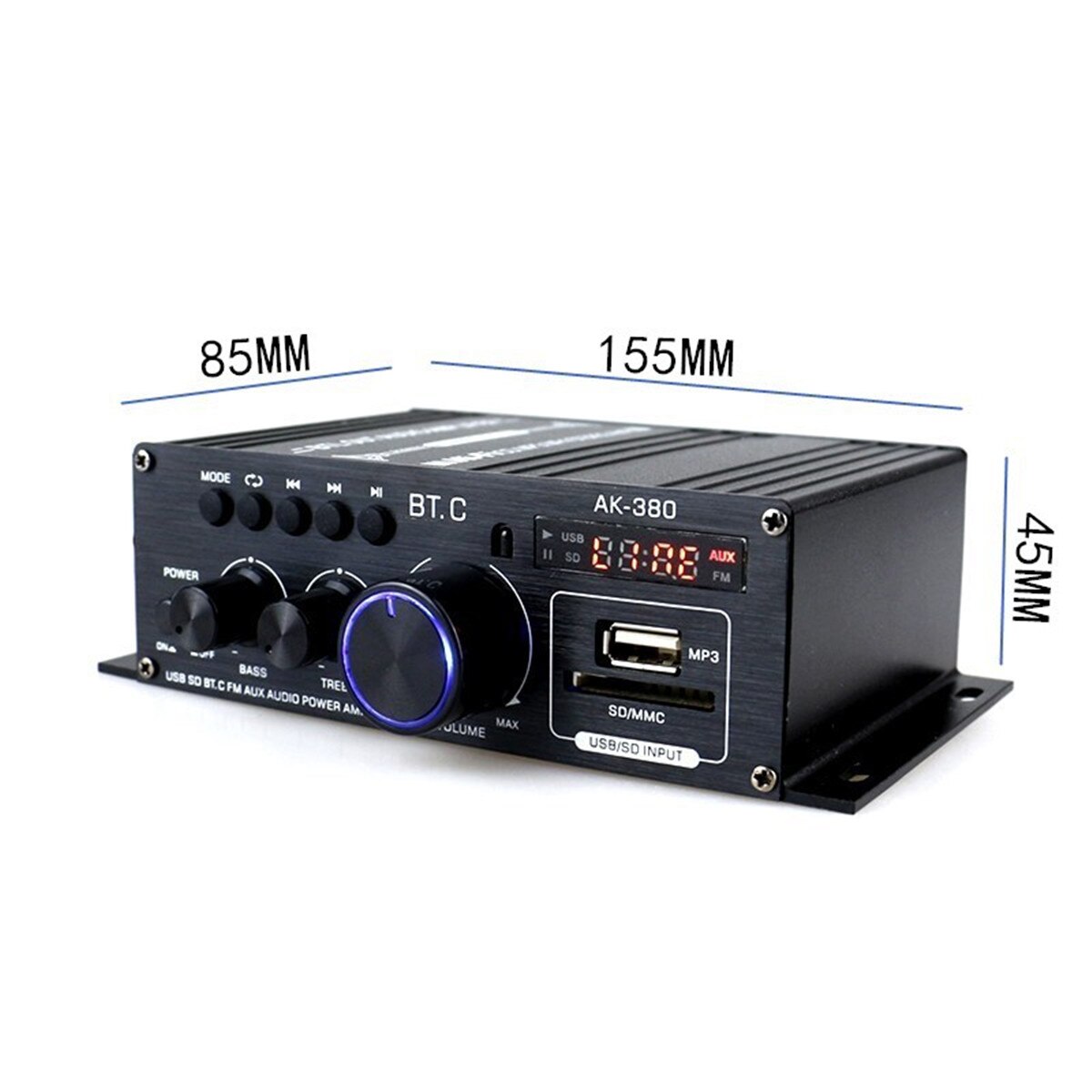 AK380/AK370 800W Power Amplifier Audio Karaoke Home Theater Amplifier 2 Channel Bluetooth Class D FM Amplifiers USB/SD AUX Input