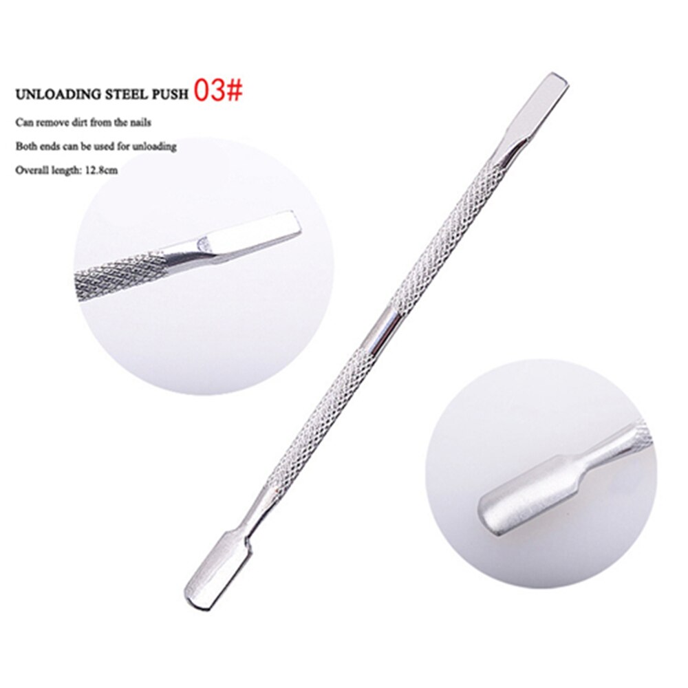 Ferramentas de cuidados com as unhas dupla terminou cortador de cutícula empurrador cutícula de aço inoxidável pele morta limpar manicure ferramentas: 03