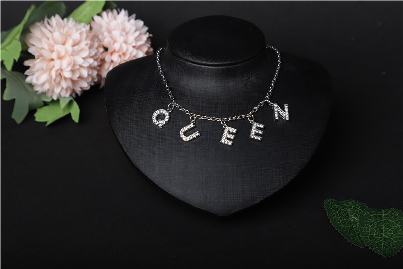 Hiphop DIY Cuban Necklace Rhinestone Letter Necklace Women Gothic Statement Necklace Jewelry Own Style: 3