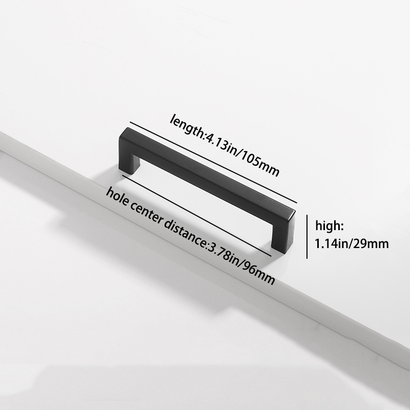 Square bright gold,silver, black cabinet door handle kitchen cabinet drawer closet extension aluminum handle: black