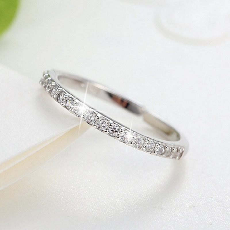 Arrivals 925 Sterling Silver Crystal Circle Rings for Women Adjustable Size Finger Open Rings Jewelry