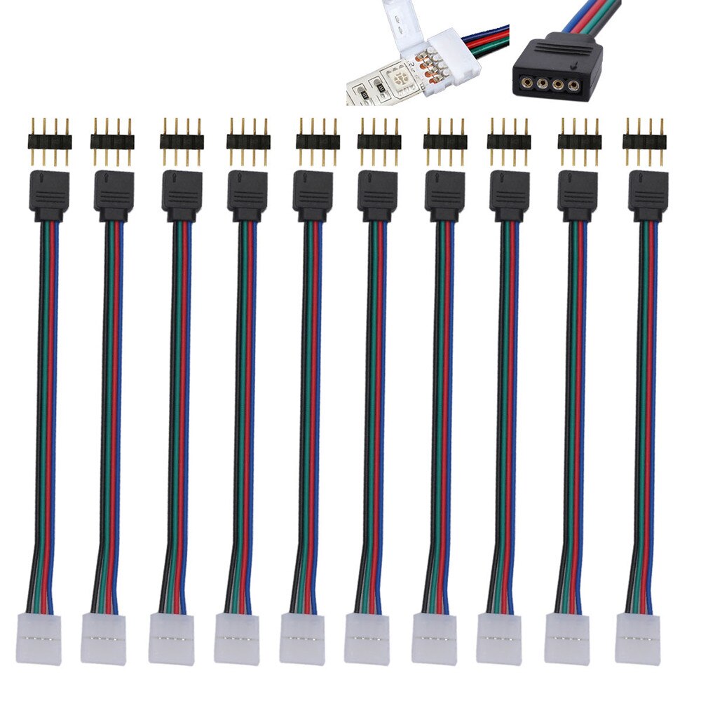 10 Pcs 10Mm 4 Pin Mannelijke Vrouwelijke Pcb Connector Kabel Voor Rgb 5050 3528 Led Strips Controle Kabel Voor led Strip Verlichting Tape Lint X2