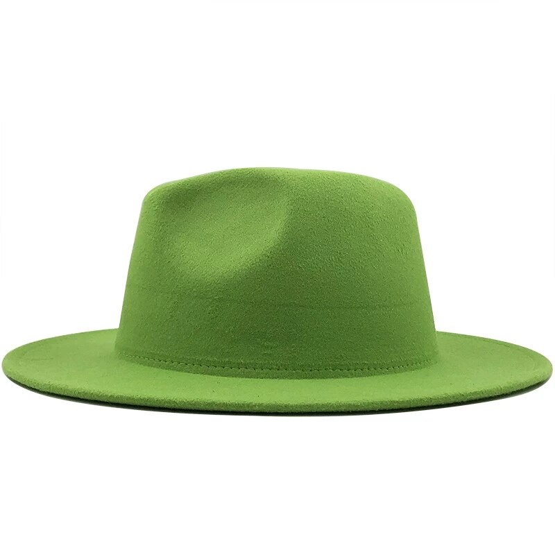 Chapeau en feutre pour femmes, couleur vert citron, chapeau fédoras jaune, à la , couleur mixte, jazz, blanc et rose