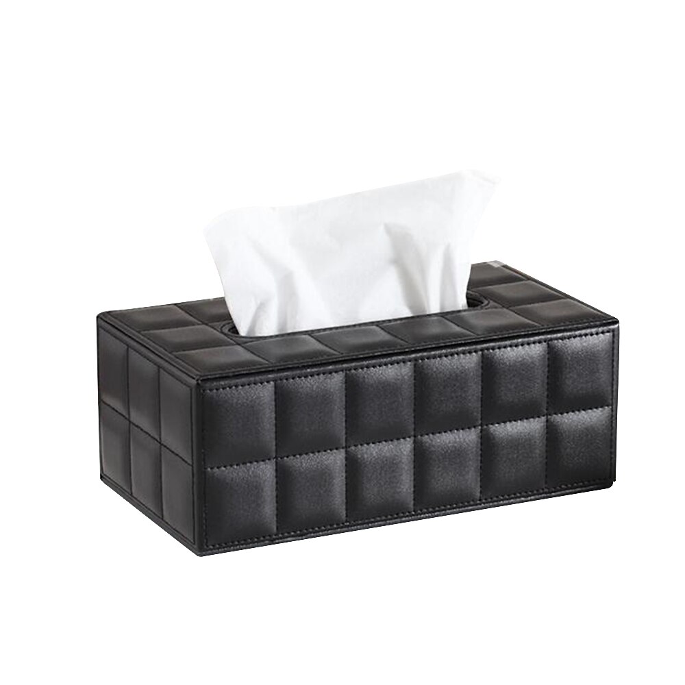Leather Tissue Box Napkin Holder Paper Case Bathroom Tissue Box Cover Car Napkin Storage Modern Toilet Paper Box 3: black