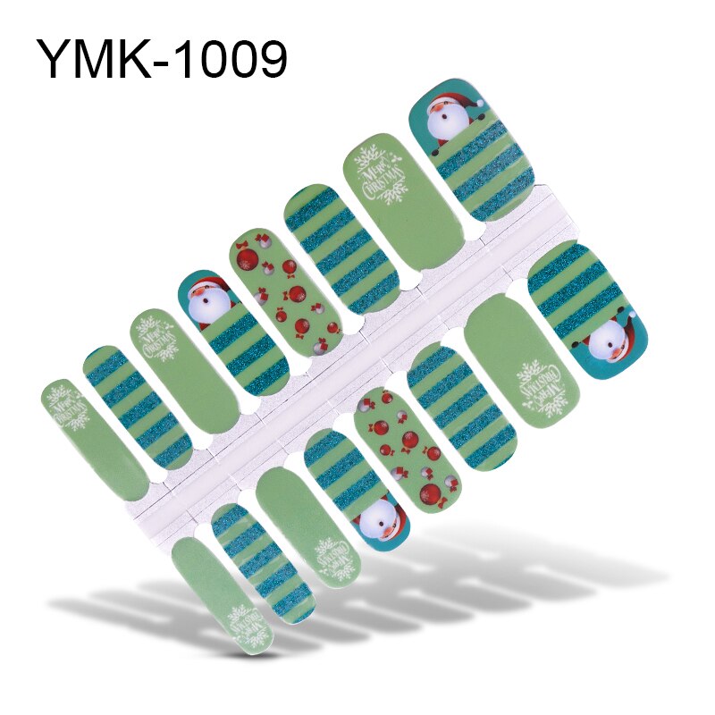 Lamemoria 16 tips/ark skönhet naglar klistermärken jul nagelinpackningar multicolor nagelkonst hela klistermärken självhäftande tips manikyr: Ymk -1009
