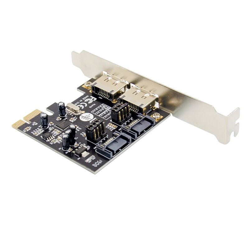 PCI-Express x1 to 2-Port eSATA and 2-Port SATA 3.0 6Gb/s PCIe Expansion Card ASM1061 Chipset