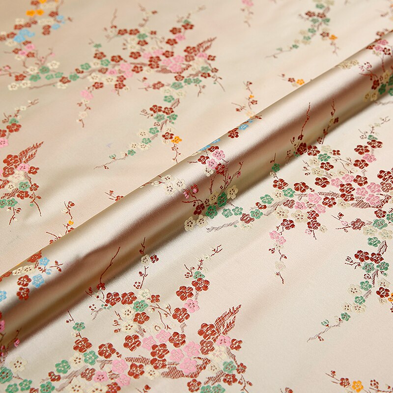 Jacquard brocade flower fabric Brocade silk fabrics material for sewing cheongsam and kimono clothing fabric: nijin