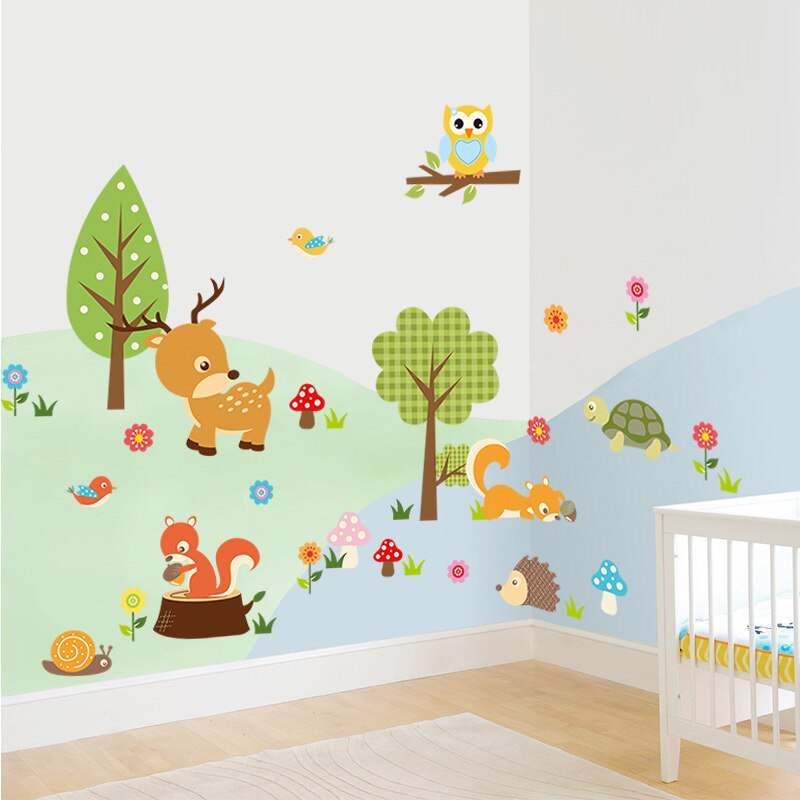 Cartoon Flower Wall Sticker for Kids Rooms Living Room Wall Decor Stickers Home Decoration Decal Window Kitchen Wallpaper Poster: 1pcs Style D