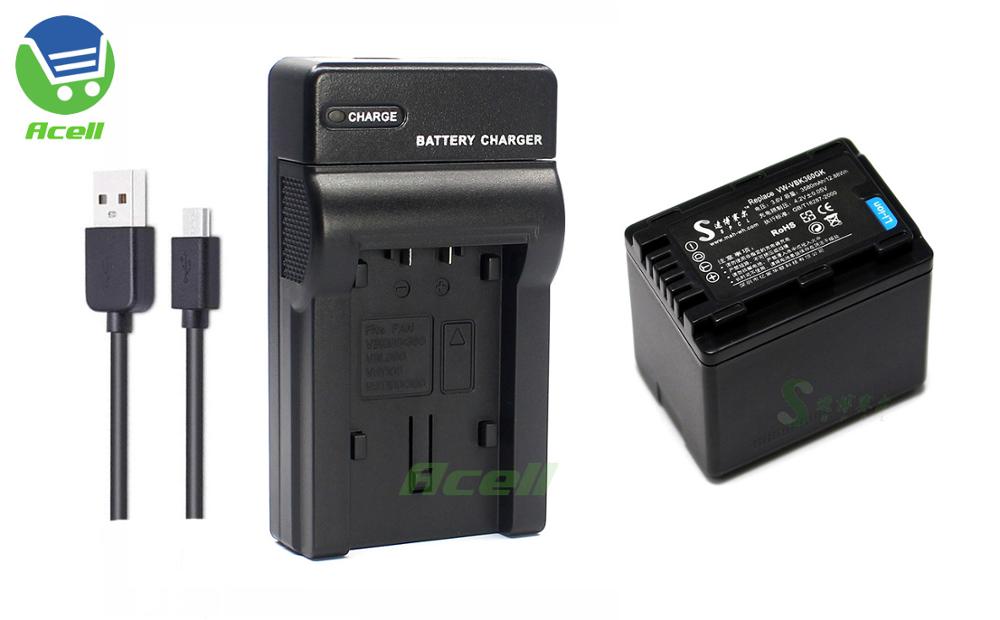 Vw-vbk 360 batteri til panasonic hc -v100 v500 v700 hdc -sd80 sd90 tm90 hs80 sdr -s70 h85 videokamera kompatibel vw-vbk 180 vw- vbl 090: 1 batteri 1 oplader