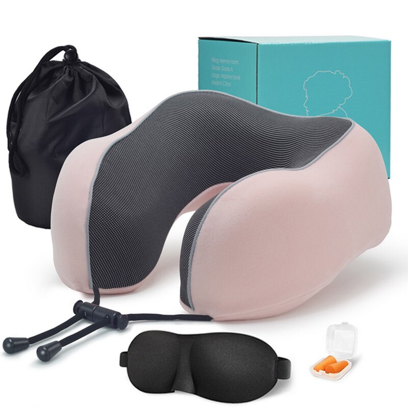 Sb U-vormige Traagschuim Nek Kussens Zachte Trage Rebound Lange Reizen Kussen Ademend Ondersteuning Cervicale Wervelkolom Natuurlijke Latex Kussen: Big Pink