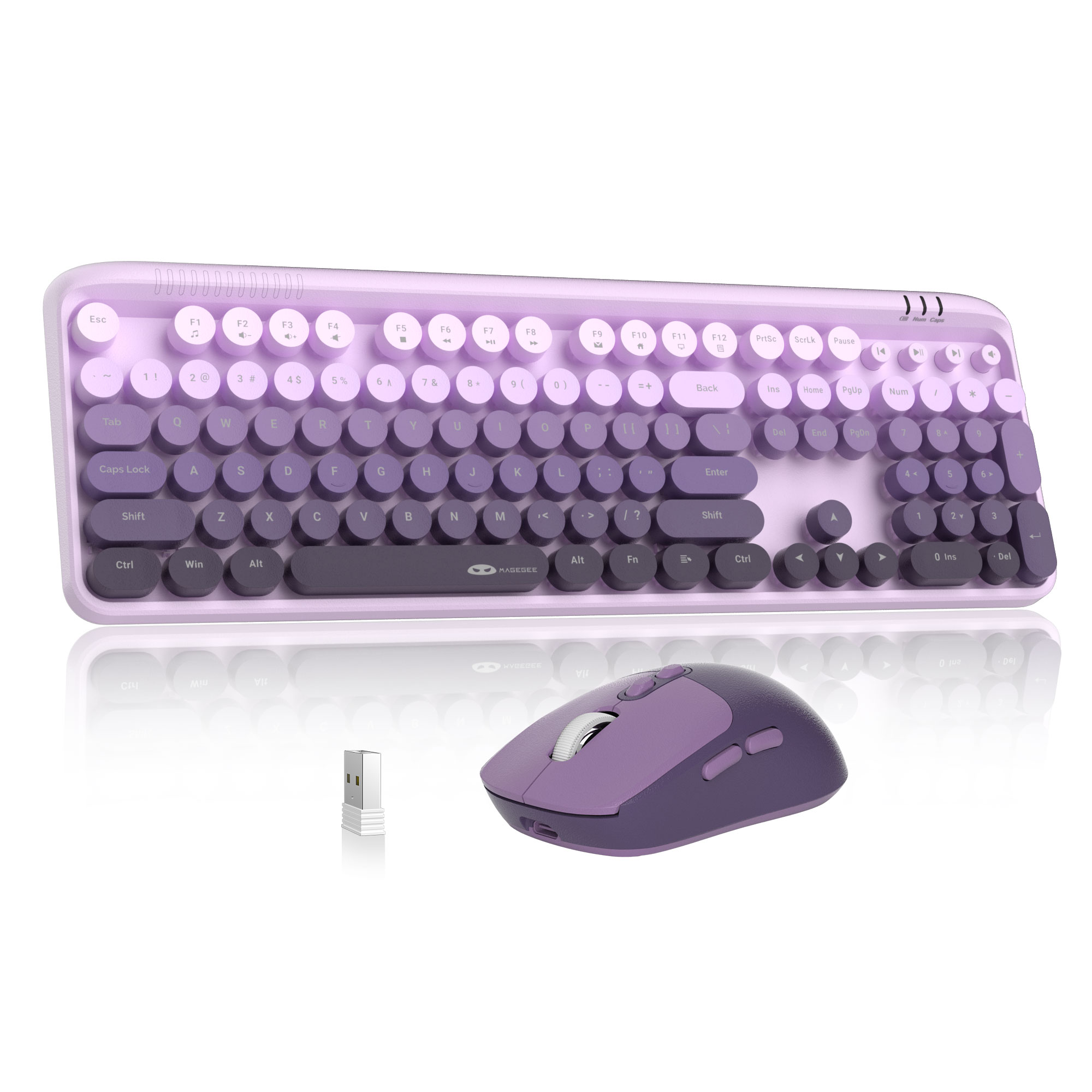 MageGee V920 Kabelgebundene Spieltastatur, kabellos, drei DPI, verstellbares Maus-Set, 104 Tasten, energiesparend, für Laptop, Tablet, PC, Zubehör: Silber
