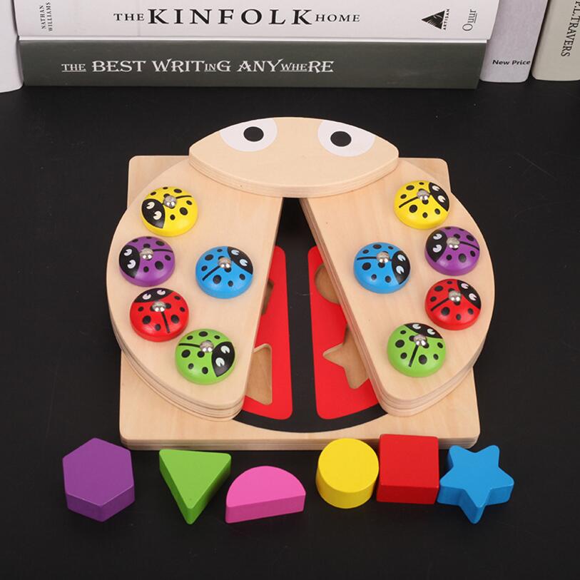 BabyWooden giocattoli Gioco Coccinella Forma multicolore blocchi di Apprendimento e di Istruzione da tavolo gioco di pesce per i bambini 99