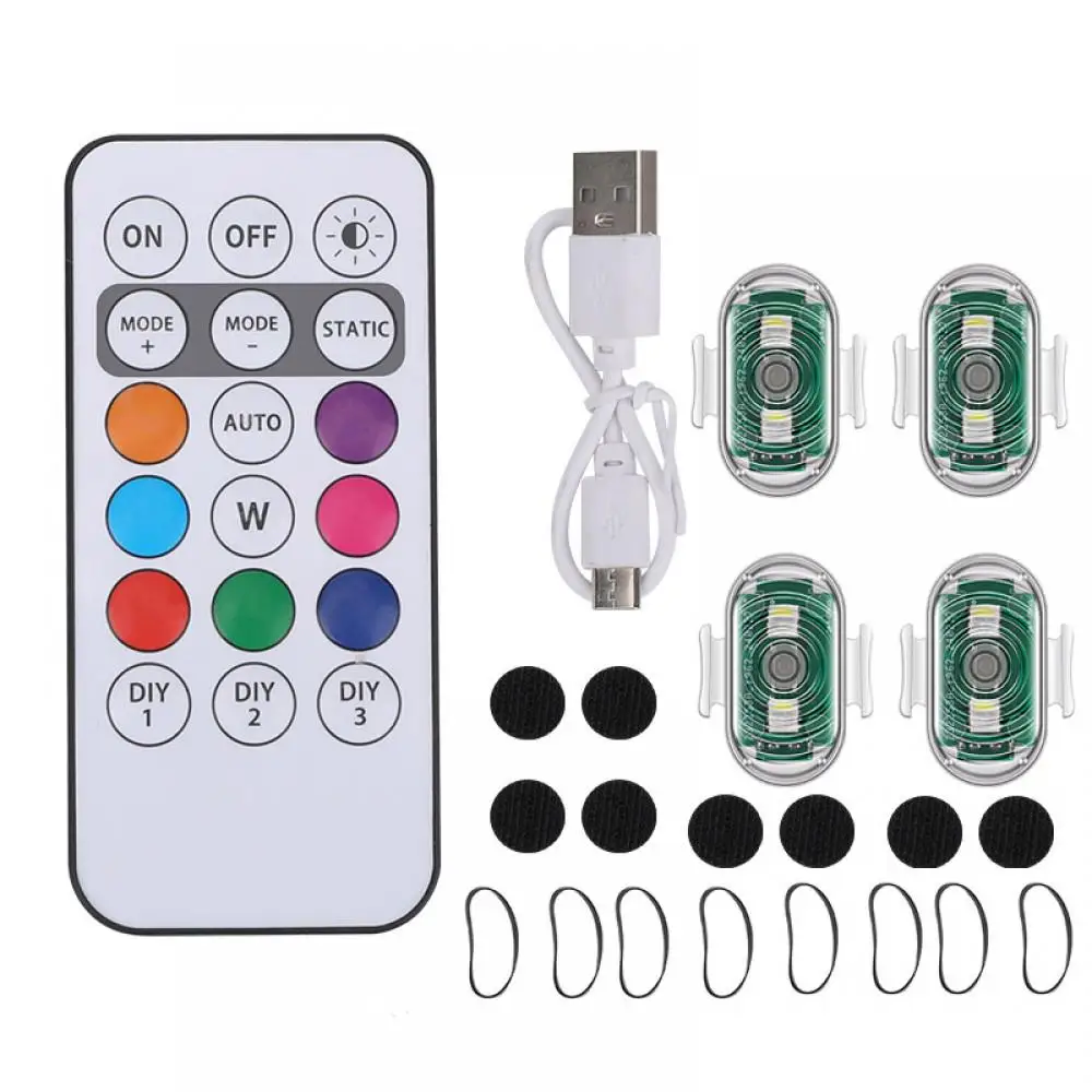 7 farver fjernbetjente rgb led fly strobe lys motorcykel lys led flash lys fly helikopter trådløse advarselslys: Champagne