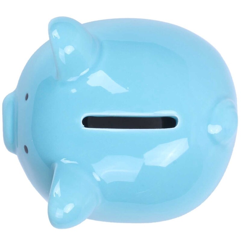 Piggy Banks for Kids, Ceramic Material, Cute Pig for Decoration, Baby Nursery (Blue)