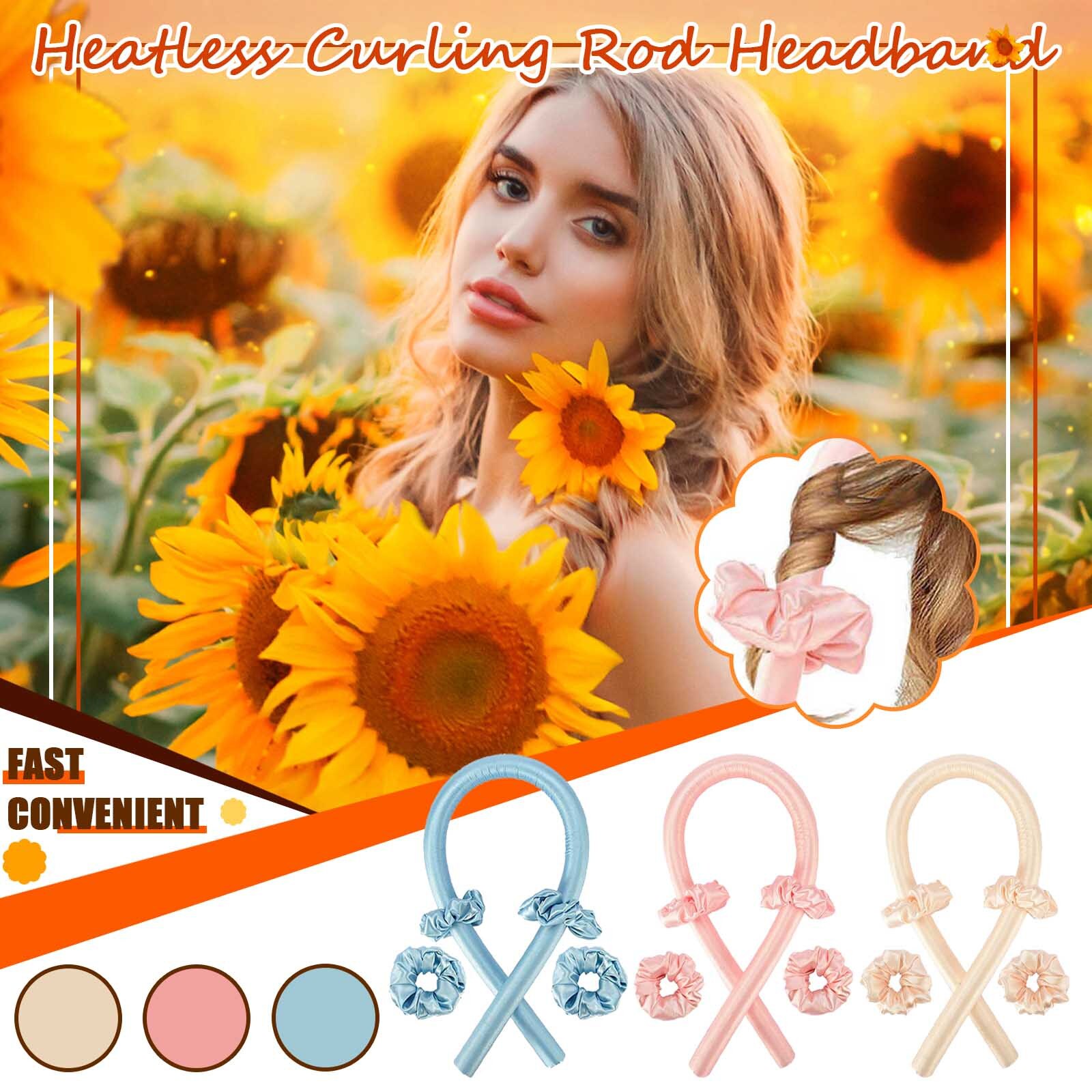Heatless Curling Rod Headband No Heat Curls Ribbon Hair Rollers Sleeping Soft Headband Hair Curlers DIY Hair Styling Tools