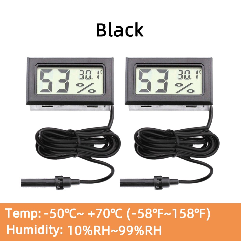 Temea-Mini Termómetro Digital, higrómetro con sonda para interiores, Sensor de temperatura pequeño, medidor de humedad, pantalla LCD, 2/3 piezas: HY-12 x 2 Black