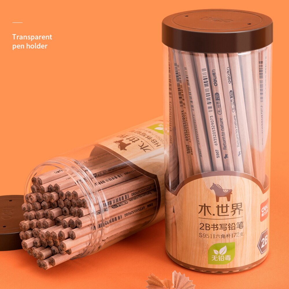 Deli Pencil Student Writing Exam Drawing Sketch Special Pencil Safety Log 2B/HB Wooden Triangle/Hexagon Rod Student Stationery