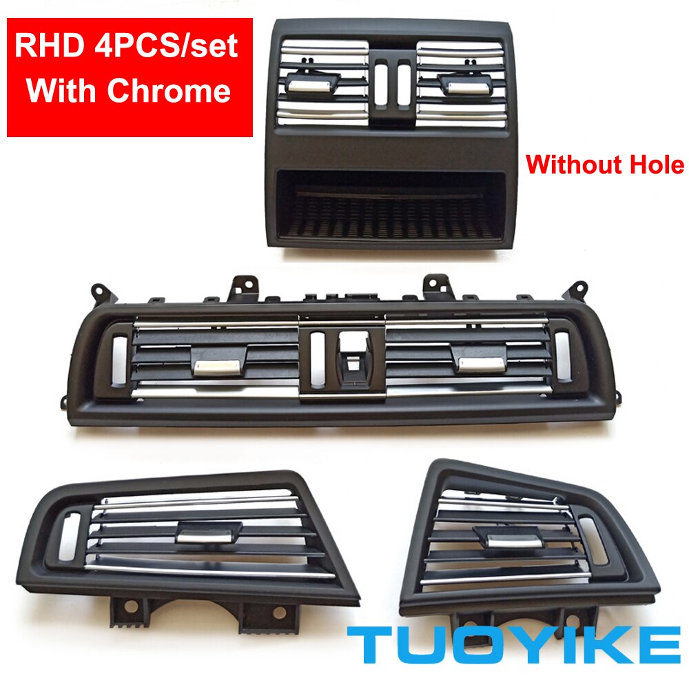 4x rhd fram vänster höger mitt bak ej hål luftkonditionering ventilationsgaller utloppspanel kromplatta för bmw 5- serie  f10 f18 10-17