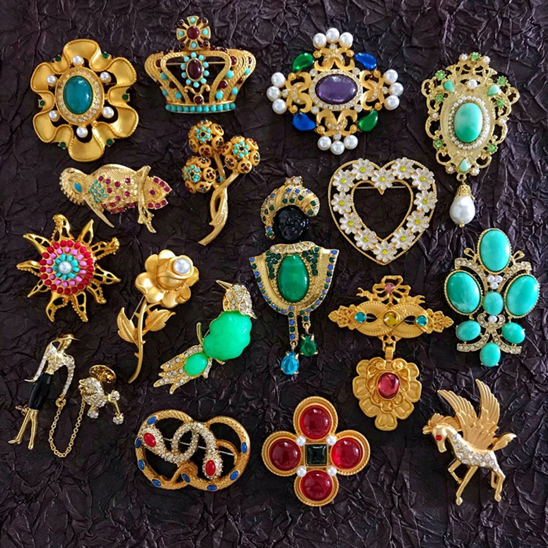 Vintage antieke stijl Gem broche mannen vrouwen feestjurk accessoires broches