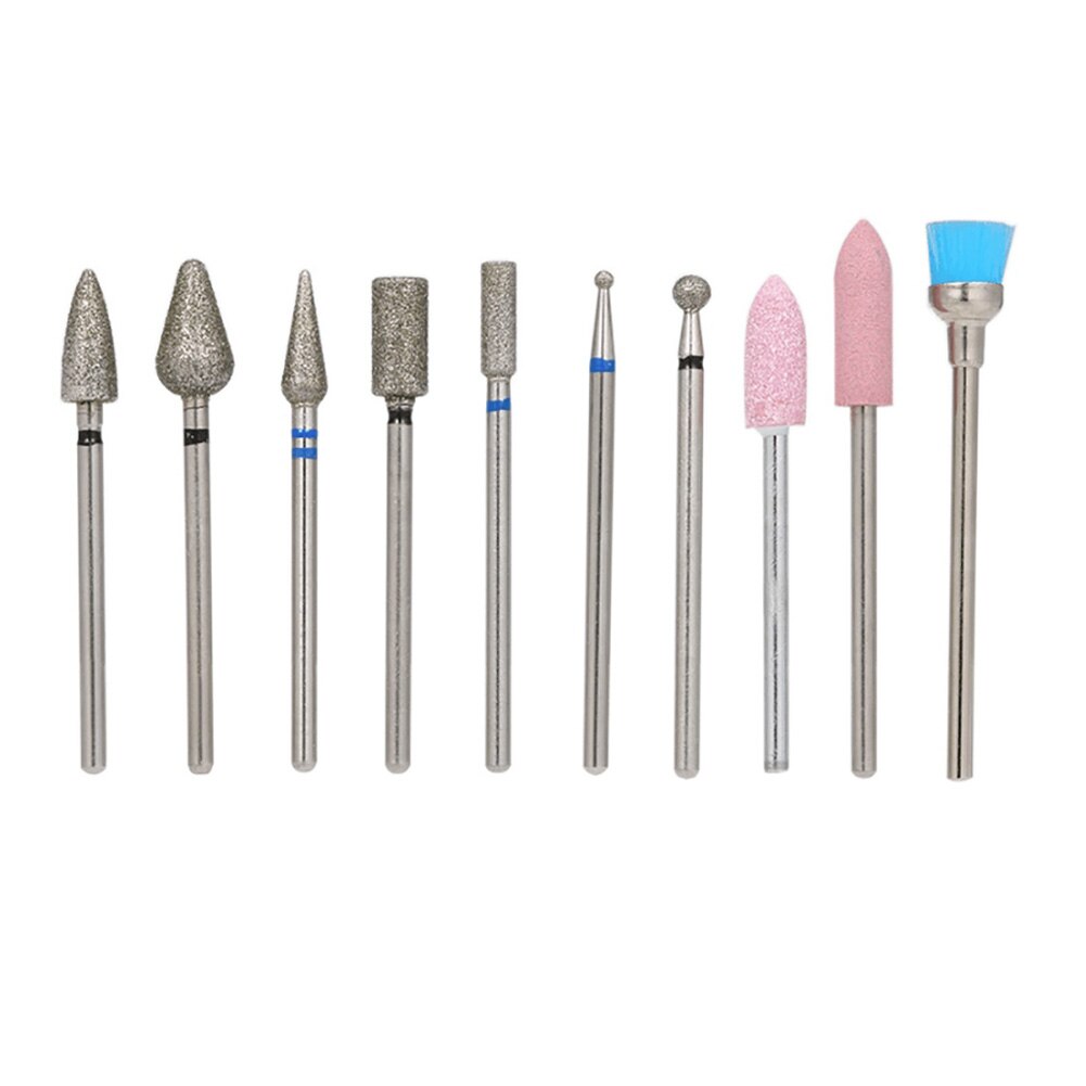 10Pcs Slijpen Nail Art Boor Bits Manicure Pedicure Polijsten Frezen Hoofd Kit Nagel Boren Manicure Machine Accessoires