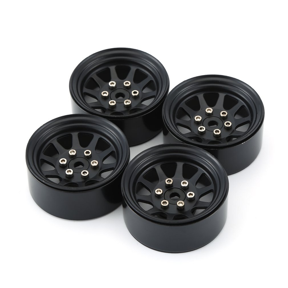 107g/pcs Metal Alloy 1.9 Beadlock Wheel Rims for 1:10 RC Crawler Axial SCX10 AXI03007 90046 Traxxas TRX4 Redcat GEN8: Black