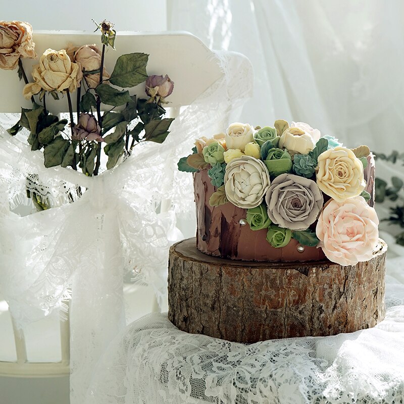 Bandeja de pastel de madera Lod, platos para magdalenas de boda con corteza de árbol, bandeja de madera para exhibición de pastel Ma Caron, accesorios de fotografía, herramientas para repostería casera