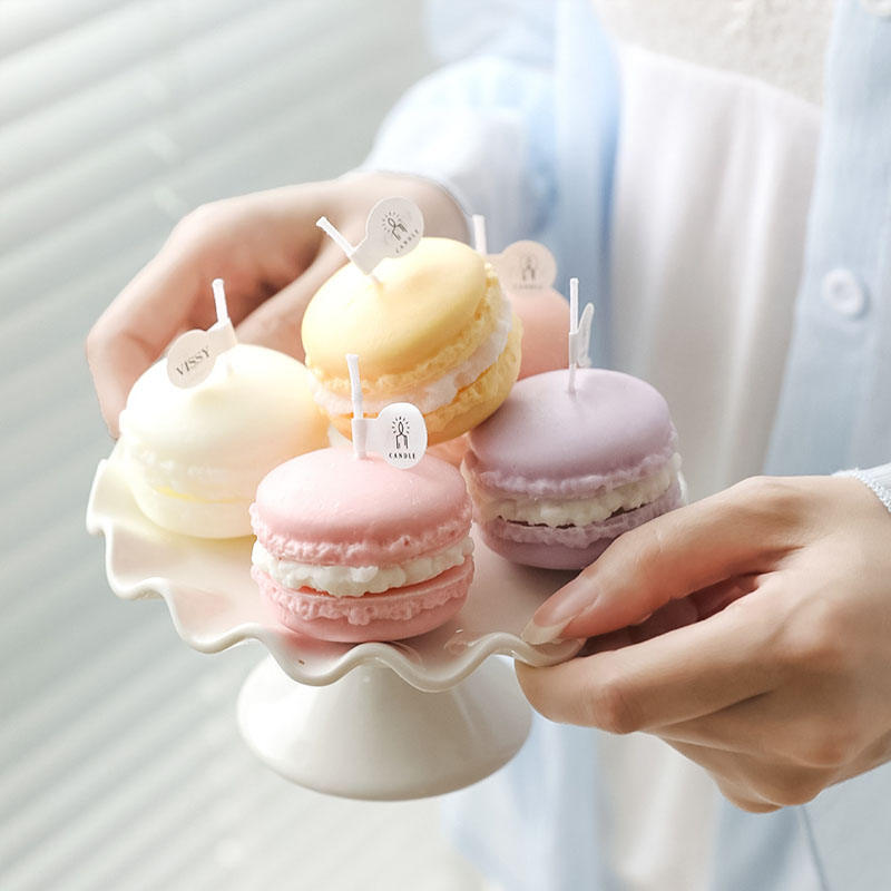 Velas perfumadas de cera hechas a mano para decoración de dormitorio, macarrones, accesorios para fiestas, de cumpleaños