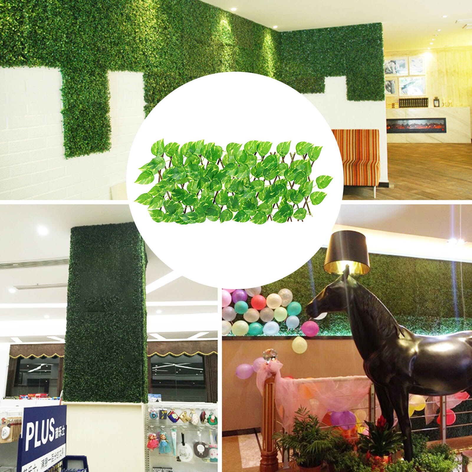 Artificial Wooden Fence Privacy Fence Garden Hedge Faux Privacy Fence Wood Vines Climbing Frame Garden & Yard Plant Decor