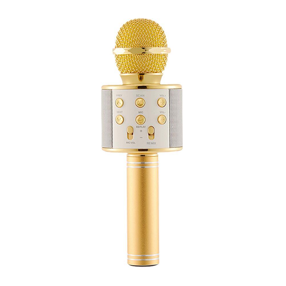 Barn bluetooth trådlös mikrofon högtalare handhållen mikrofon karaoke mikrofon musikspelare sjunga inspelare ktv mikrofon: Guld-