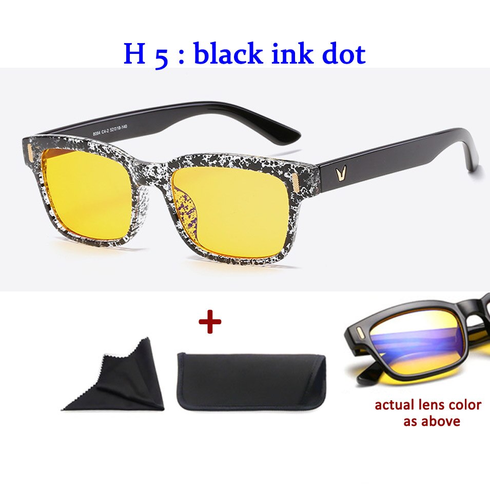 Anti Blue Rays Computer Glasses Men Blue Light Gaming Glasses Protection Spectacles Blue Light Blocking: black dot with yell