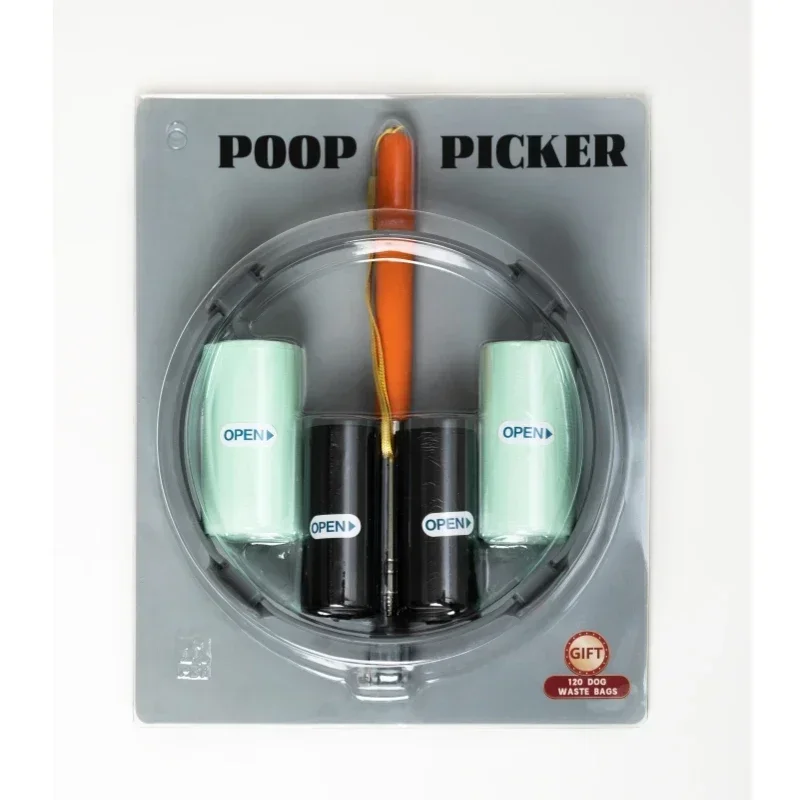 Pet dog excrement remover for cleaning excrement pet outdoor cleaning tool telescopic rod: Dark Brown