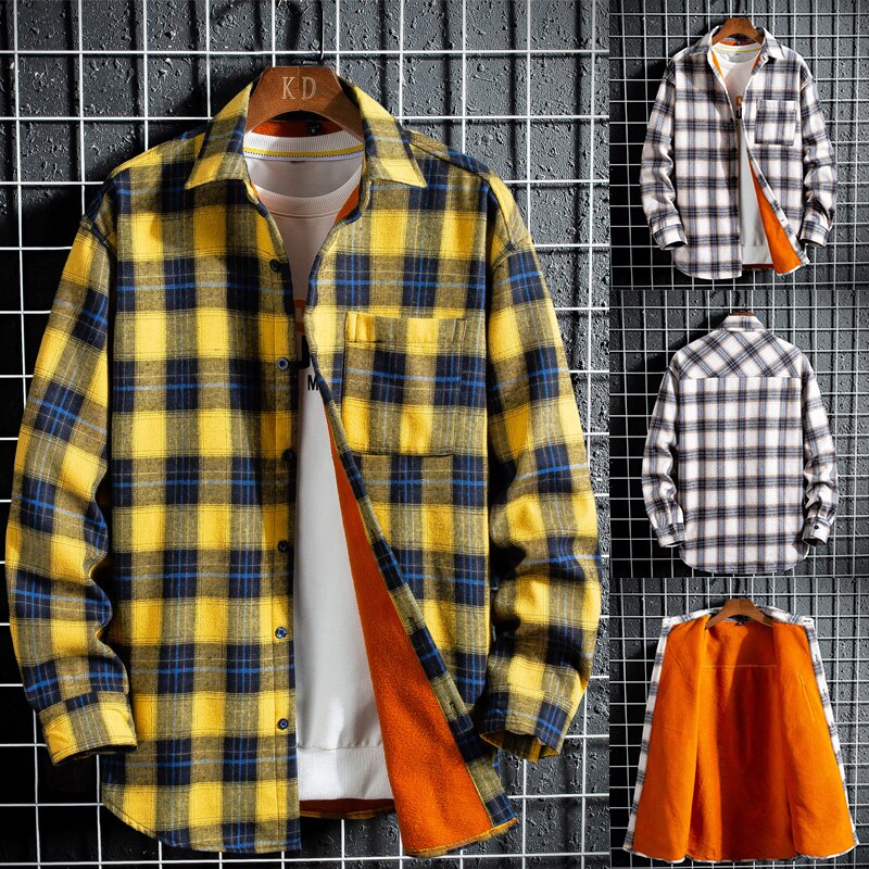 Chemise chaude pour hommes, en velours Plus épais, à carreaux, à manches longues, à la , taille Plus, collection automne et hiver L-5XL