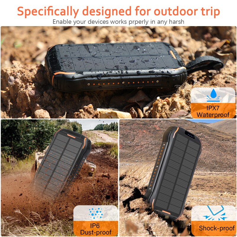 Powerbank op zonne-energie, 26800 mah, draagbare oplader, powerbank, usb type c, externe batterij, powerbank voor iphone, xiaomi, samsung met licht