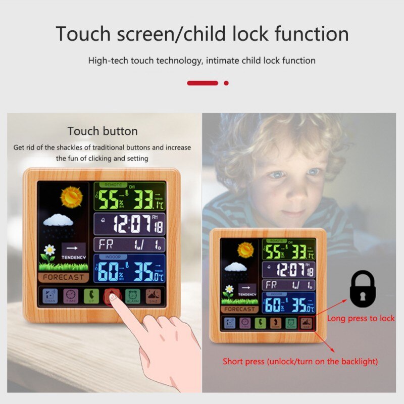 Digitale & Analoge-Digitale Klokken Multifunctionele Full Touch Screen Draadloze Weer Klok