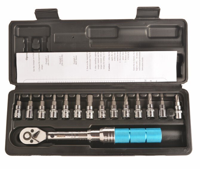 1/4 INCH Torque Wrench A Set of Keys for Bicycle Repair Tools Kit Ratchet Machanical Torque Spanner Torque Ratchet Wrench: 15 pcs