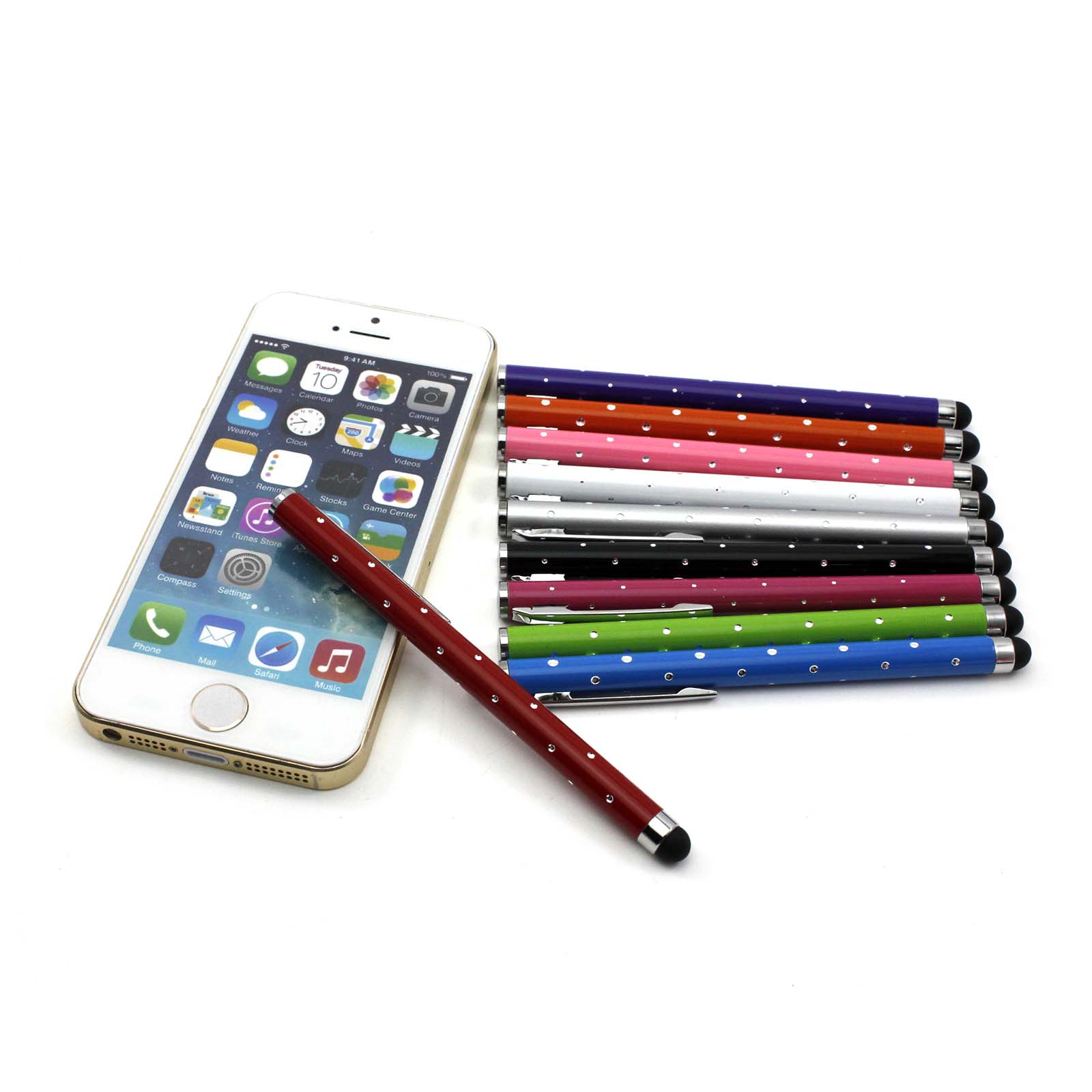 2 pièces Chic étoiles brillantes stylet tactile 9 couleurs capacitif écran tactile stylo pour HTC téléphones intelligents pour d'autres téléphones Android