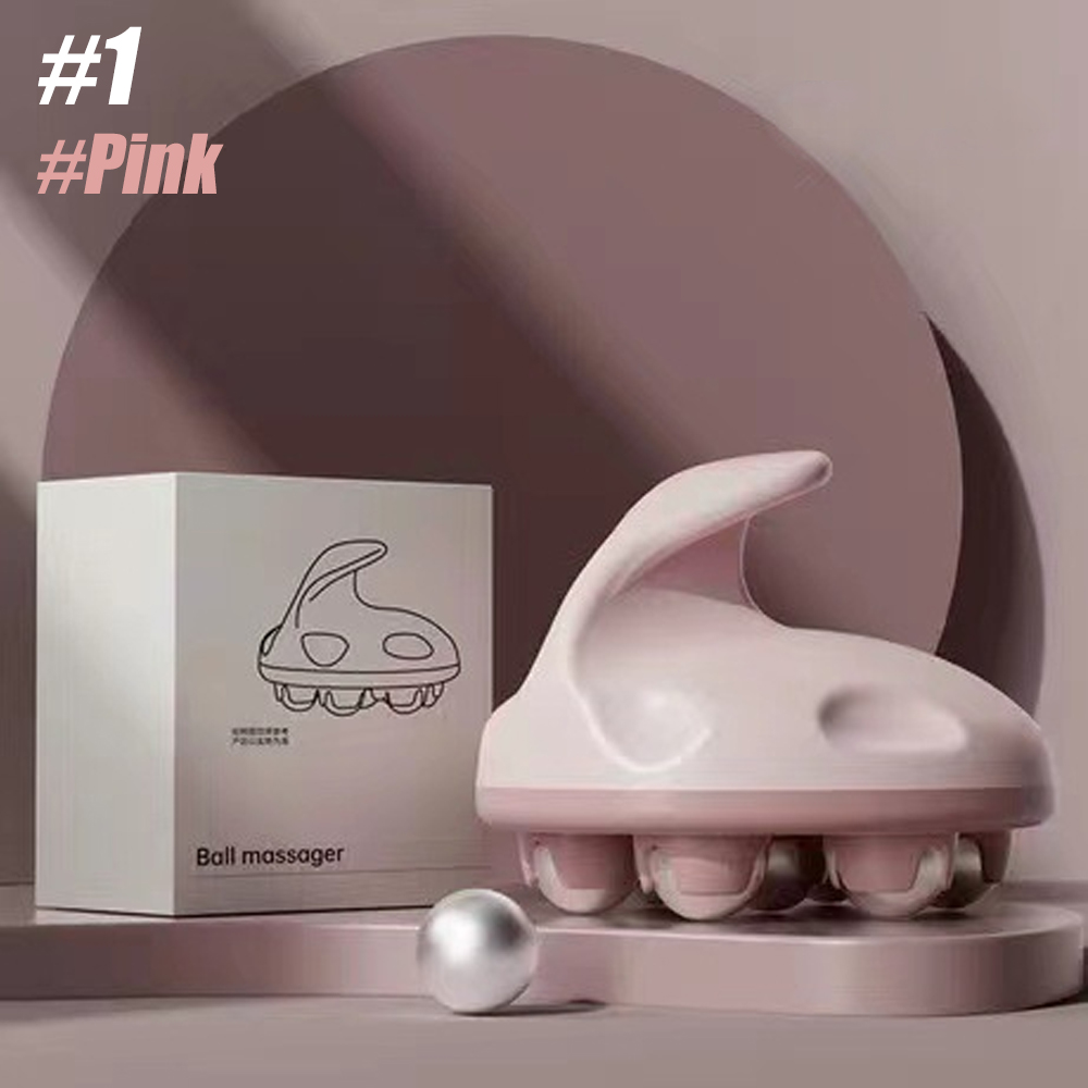 Massaggiatore a rullo manuale per massaggio anticellulite, sfera per massaggio dei tessuti profondi per schiena, collo, piedi, spalle, con 7 rulli metallici a 360 gradi: Avorio