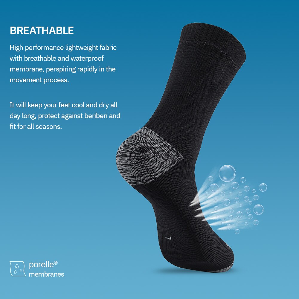 Wasserdichte Socken für Herren, Wärmer Schnee, Thermo-Sportsocke, PORELLE Membranen, Snowboard, Radfahren, Ski, Fahrrad, Winter, Schwarz, Blau