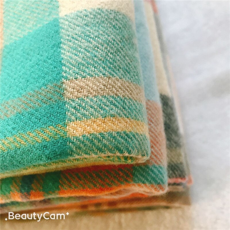 Direct Yellow Plaid Winter Scarf Shawl Women Wool Blends Poncho Wrap Female Tippet Stole Ladies Colorful Scarves Pashmina