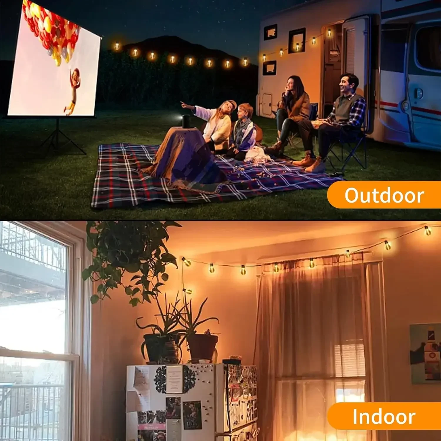 Solarleuchte, 20 G40 LED-Lampen, wetterfest, zum Aufhängen, Solar--Lichterkette für Pavillon, Garten, Bistro, Hinterhof, Hochzeitsdekoration