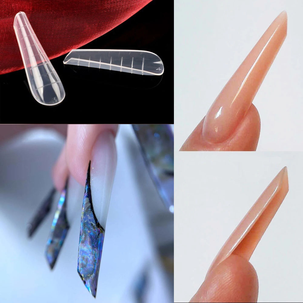 60 st dubbla former för snabb konstruktion poly uv naglar gel tips heltäckande förlängningsformar övre former konst falsk nagel