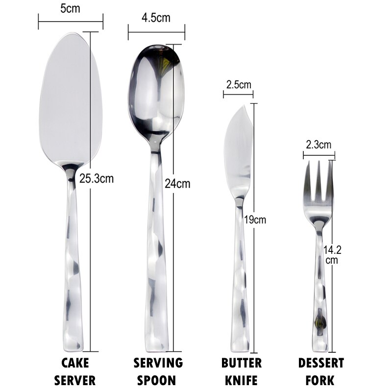 Multi-functional 11 Utensils Wave Style Cutlery Set Mirror Stainless Steel Salad Dinnerware Dishwasher Flatware For Kitchen Home: Basic Set 3
