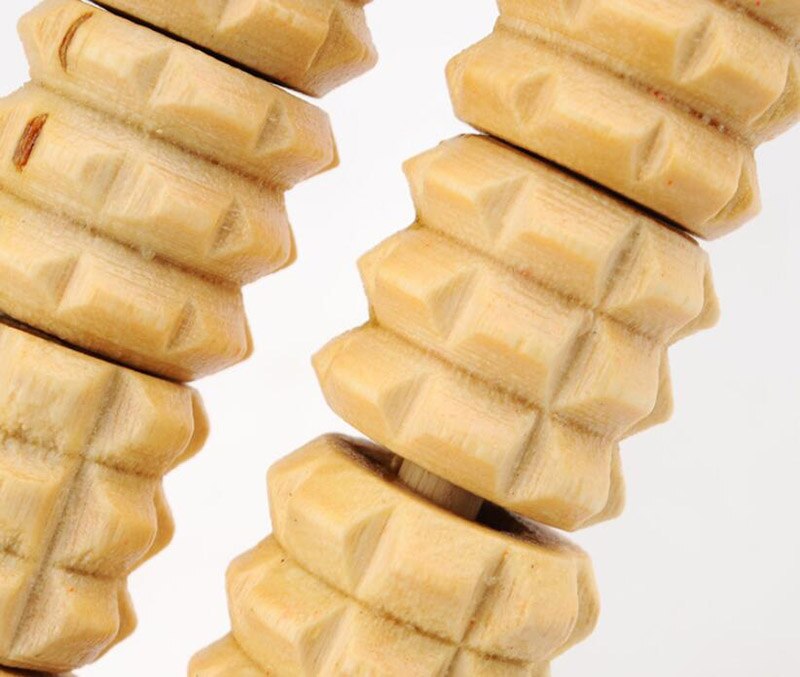 Wooden household massage stick wooden manual push back ball roller type sole cervical spine lymph waist and leg massager