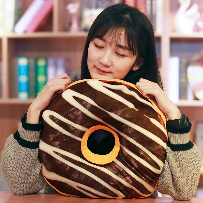 Funny Chocolate Donuts Sofa Seat Cushion Christmas Donuts Pillowcase Xmas Kid Toy Car Mats 40cm No Filling