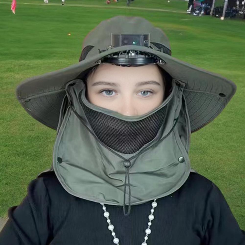 Kapelusz z wentylatorem słonecznym z osłoną twarzy i klapką na szyję UPF 50+ Kapelusz z wentylatorem słonecznym USB Męnarty letni kapelusz wędkarski na zewnątrz