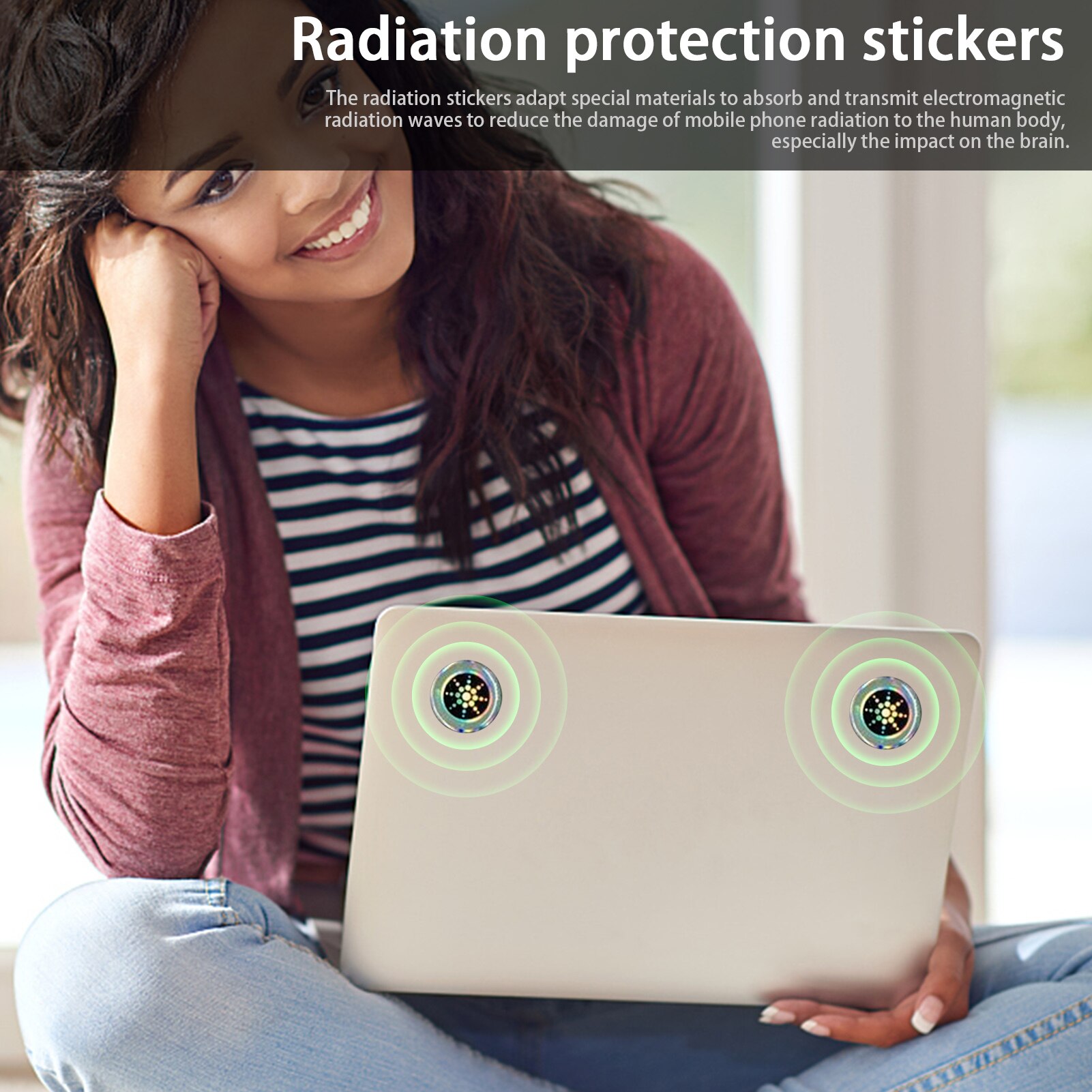 Autocollants Anti-Radiation pour téléphones portables 6 pièces/ensemble, bouclier électromagnétique de forme ronde, patchs anti-ondes électromagnétiques