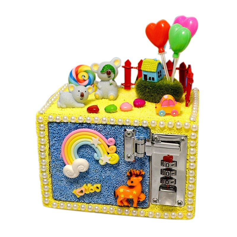 FBIL-DIY Fun Hout Sieraden Doos Craft Kit Kids Speelgoed Voor Meisjes Houten Schatkist Kunsten En Ambachten Decoratie Ornamenten: Yellow