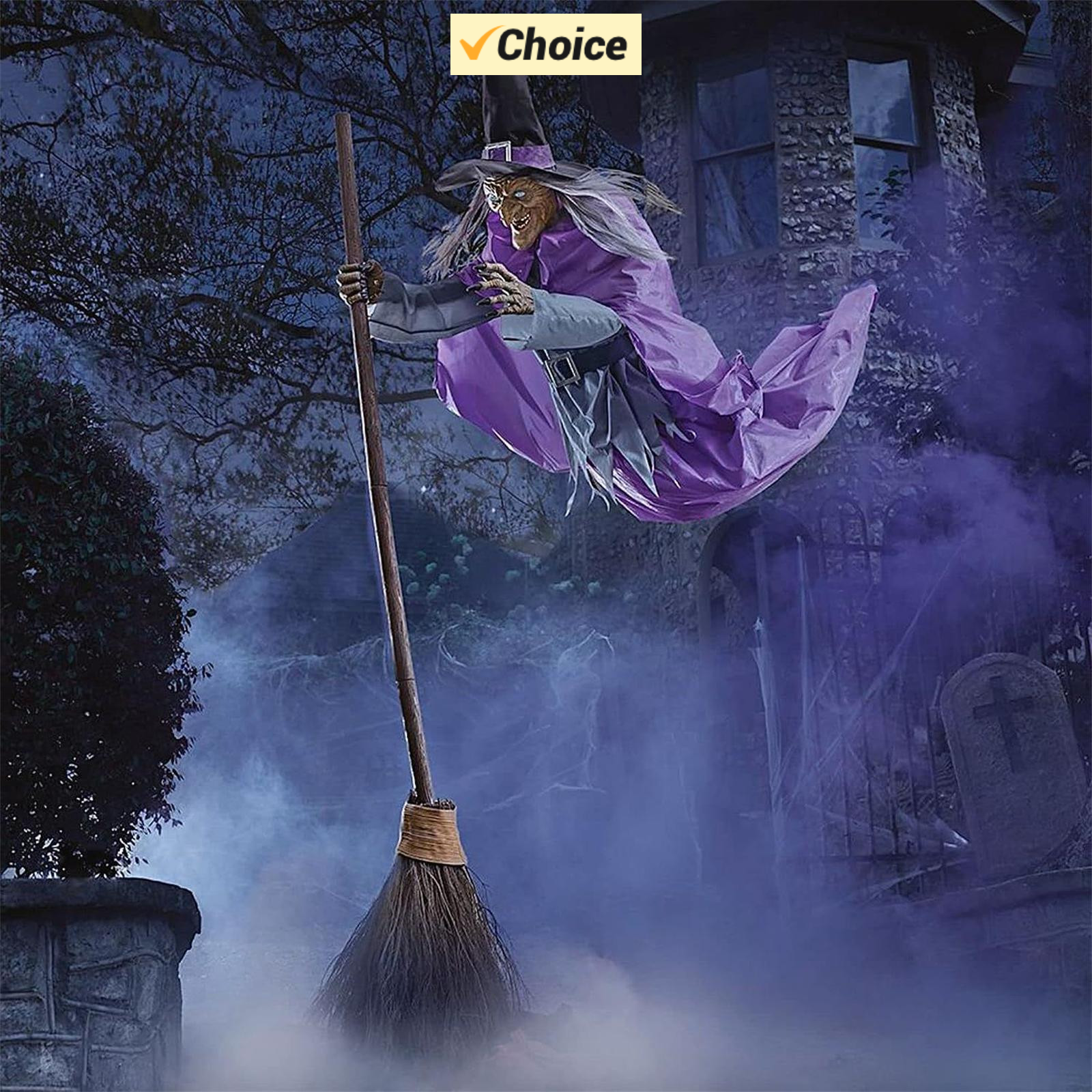 Halloween Decoration Voice Control Witch Large Hanging Luminous Soundmaking Bar House Horror Decoration: Default Title